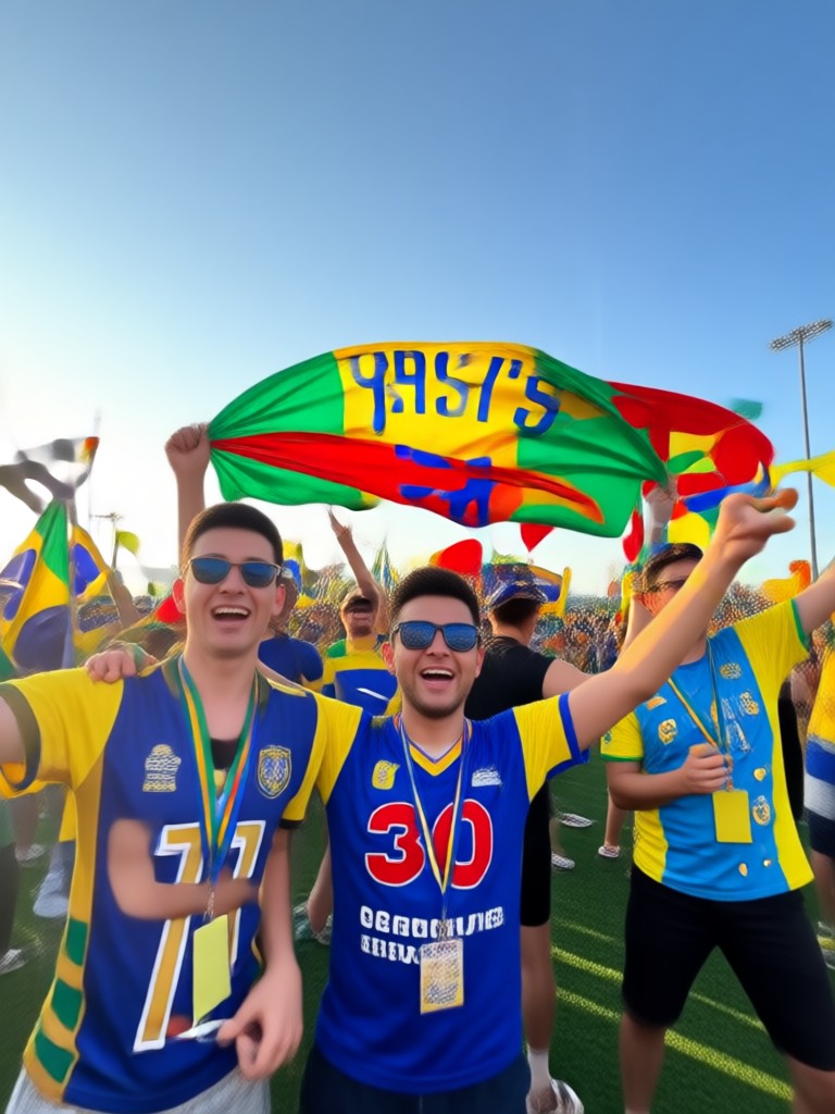 AI fan photo with Brazil jersey and carnival feathers
