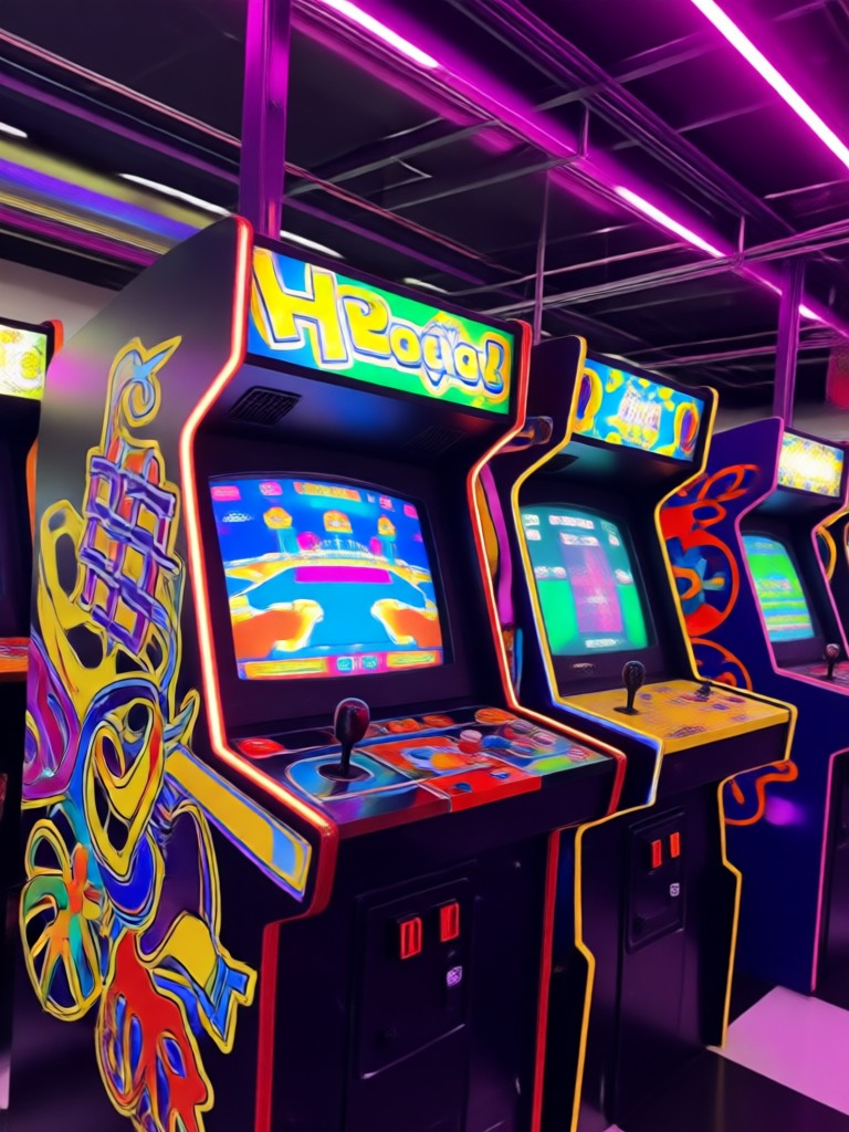 Retro neon arcade driving game video effect