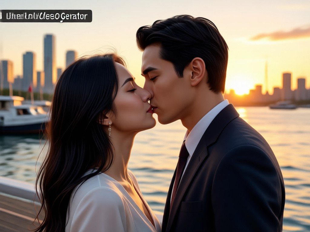 User creating a romantic AI kiss video story on mobile