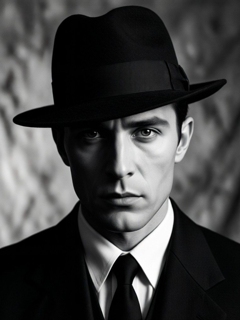 Period accurate 1940s noir portrait style