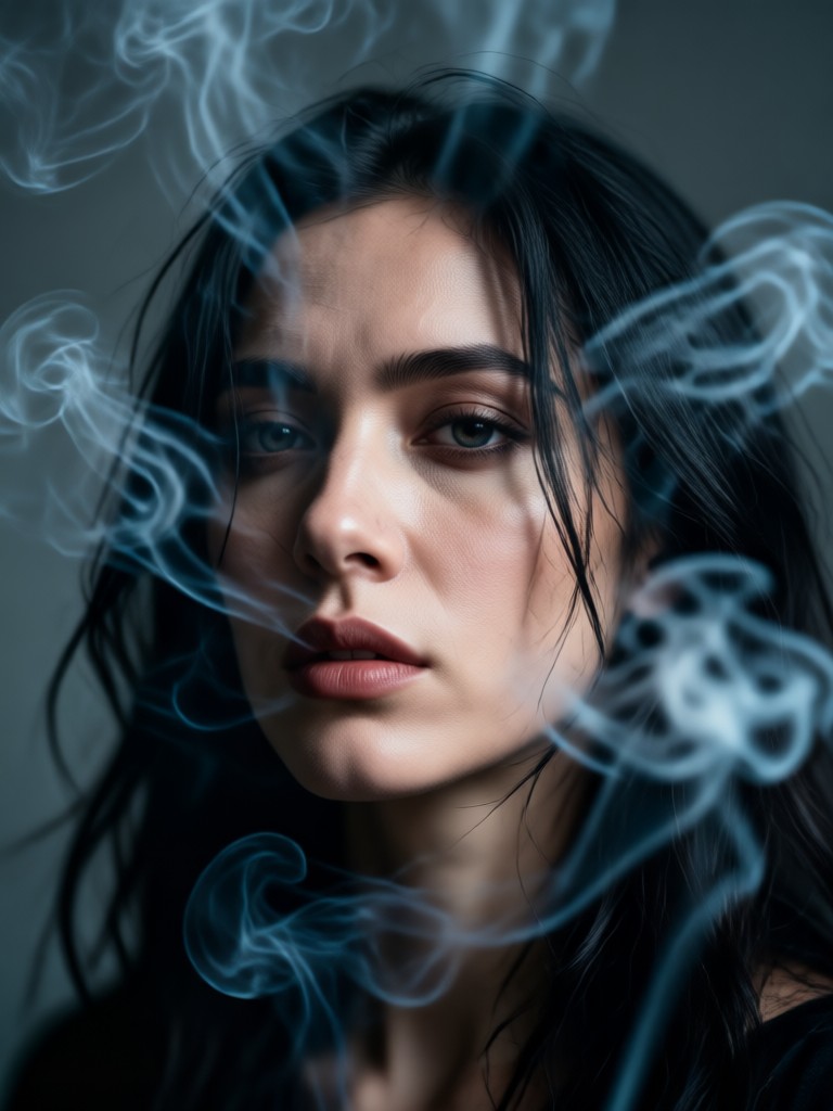 Smoke and shadow portrait effect