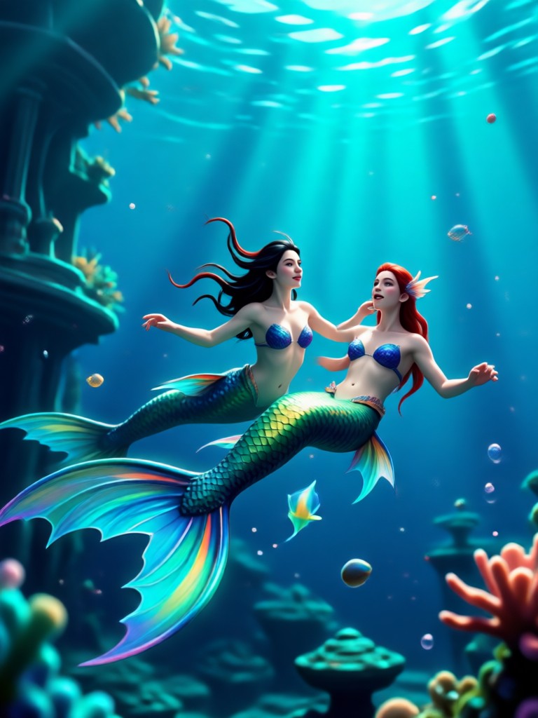 Magical mermaid video with lighting effects