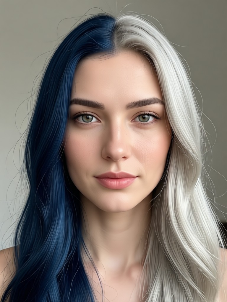 AI hair color change with mermaid teal and blue shades