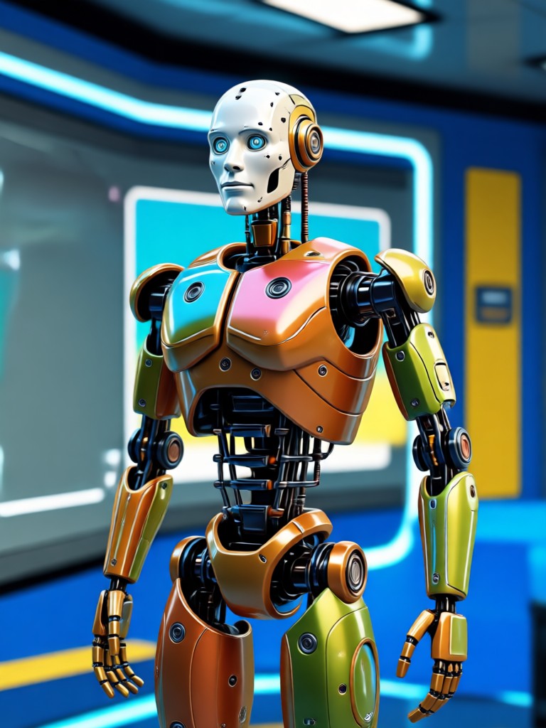 Android portrait with glowing joints