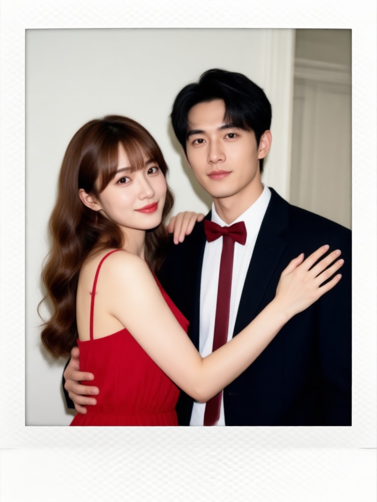 Holiday themed Polaroid couple card