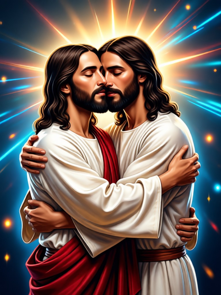 AI Jesus hug video example social media ready