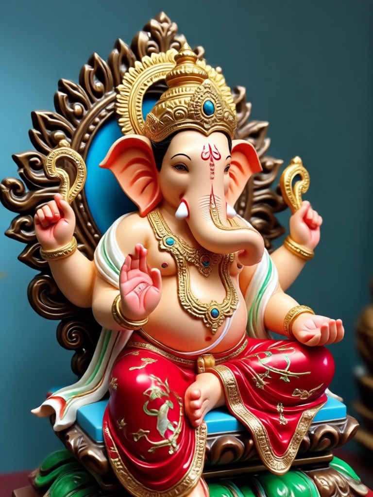 Estatua de Ganesha girando la cabeza en animación con IA