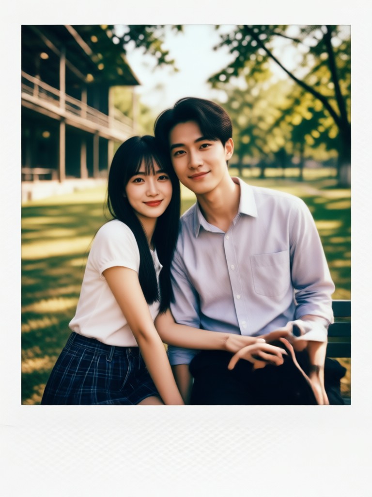 AI generated sepia tone Polaroid couple picture
