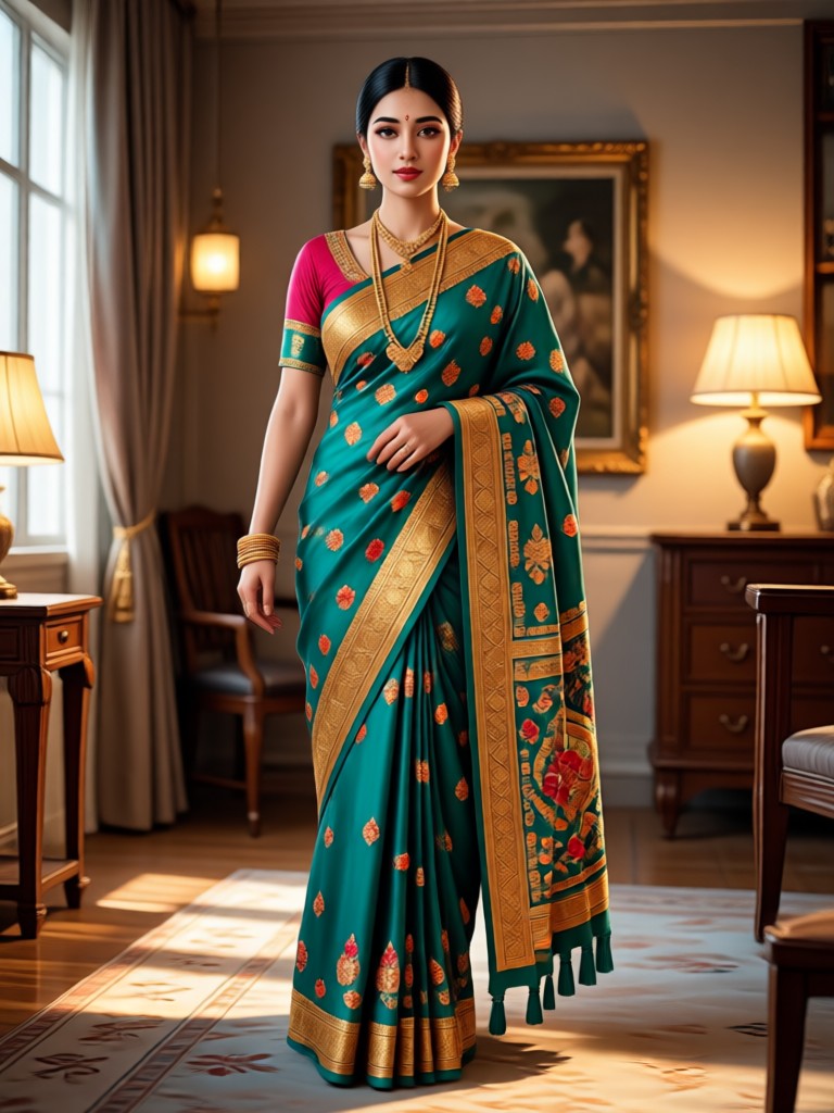 AI modern printed saree look
