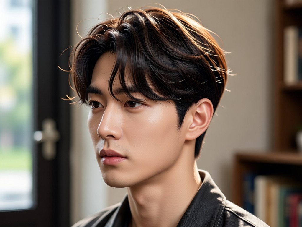 Hasil AI pembuatan gaya rambut Korea yang realistis