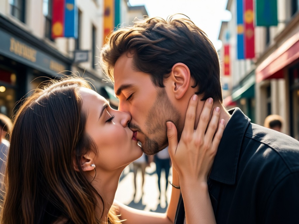 Transformación con efecto de beso realista con IA
