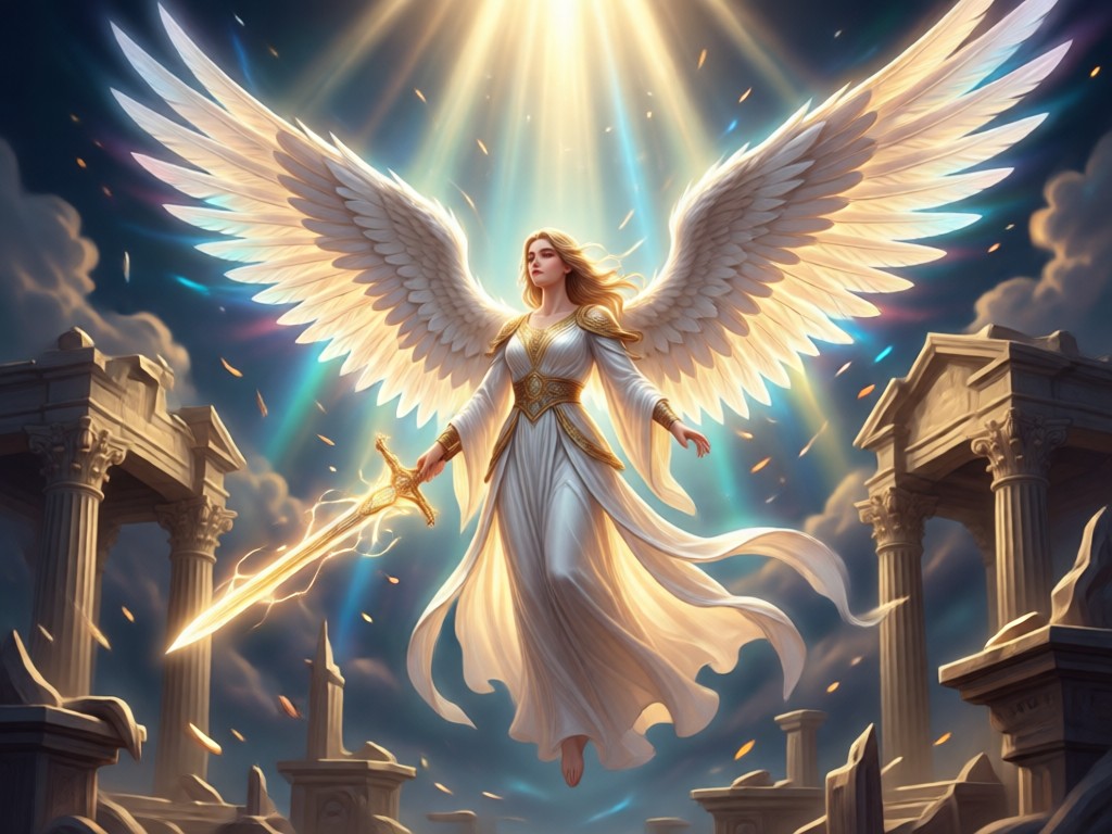 Retrato transformado en una versión angelical con alas