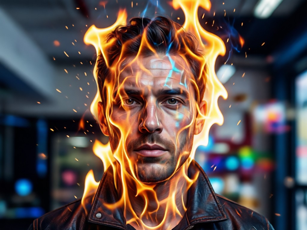 AI fire and portrait fusion process