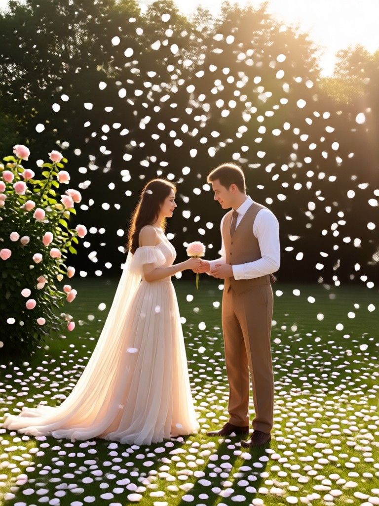 Vintage style rose petal anniversary photo AI filter