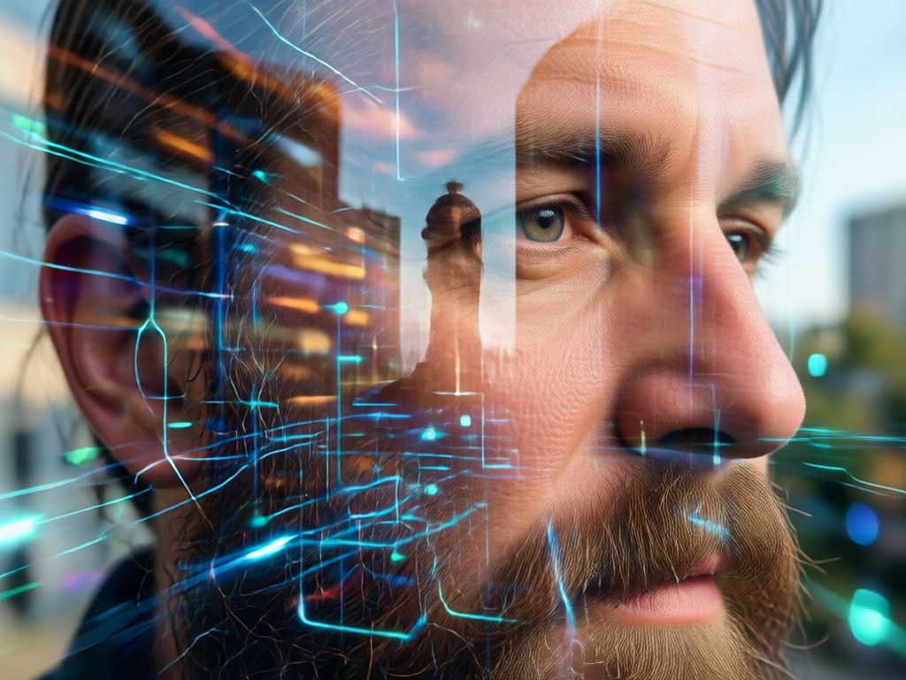 AI detecting facial features for double exposure