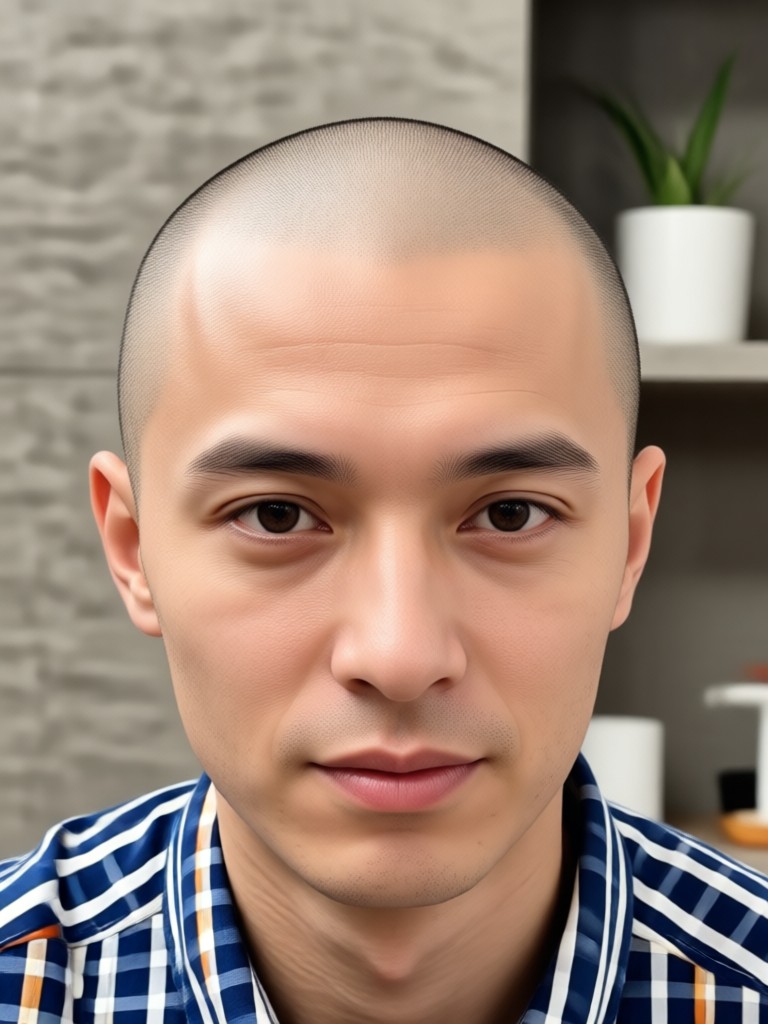 Before and after AI bald filter comparison