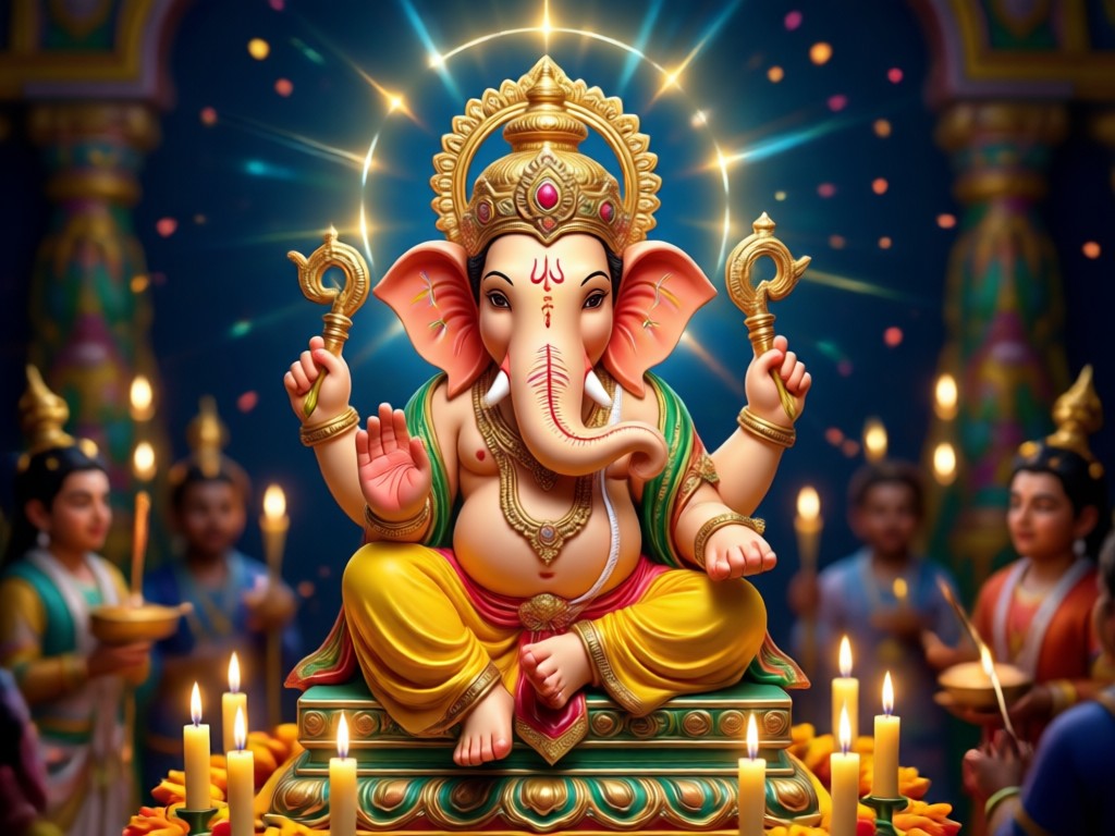 Traditioneller Tanjore-Stil KI-Ganpati-Foto