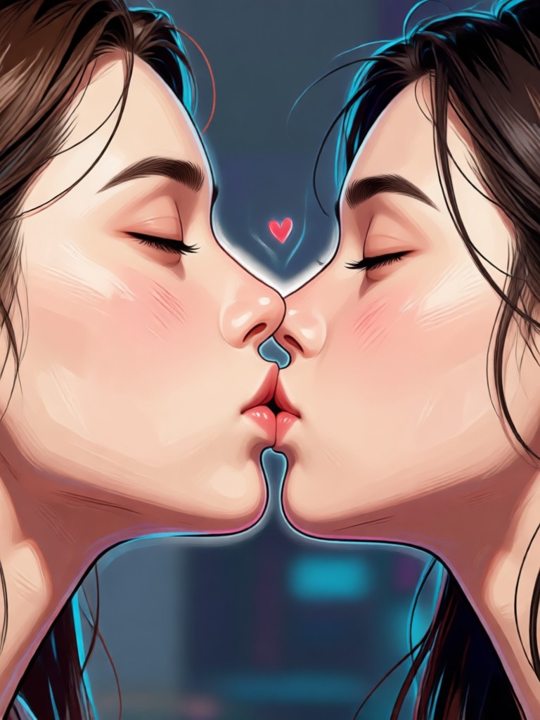 Fantasy themed AI kiss animation