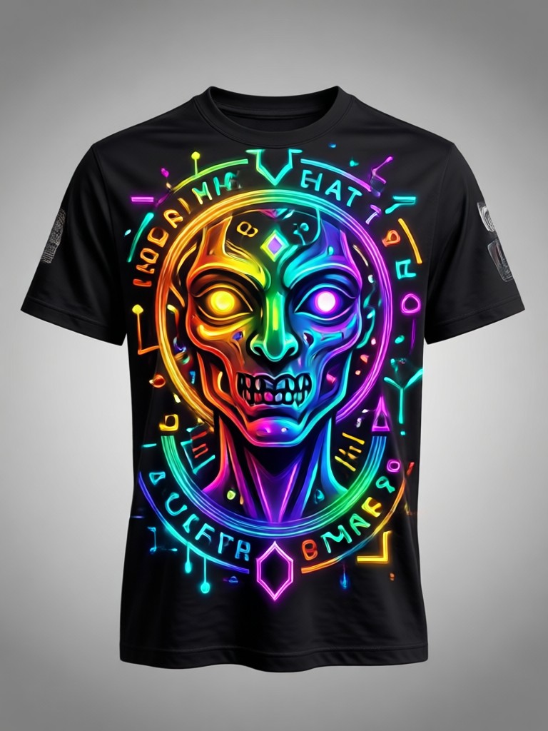 Kaos gaming hasil desain AI dengan karakter pixel art