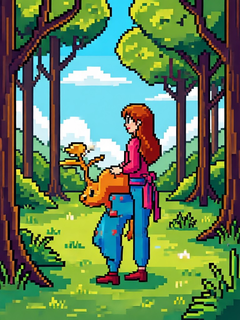 Retrato em pixel art com paleta de cores limitada