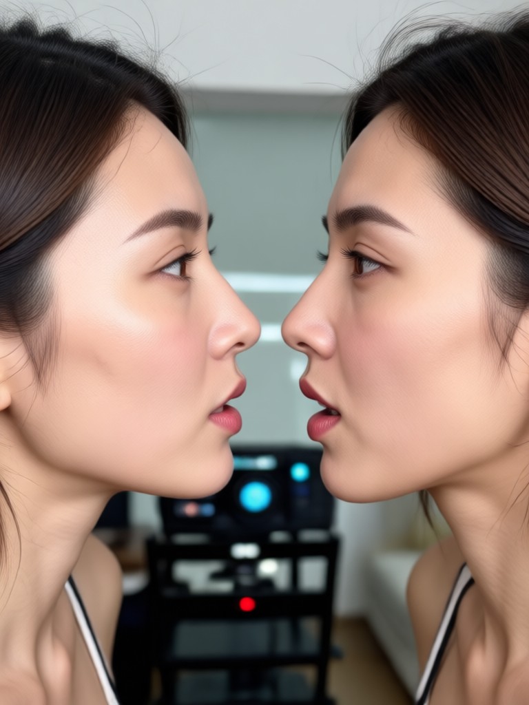 Before and after adult content face replacement