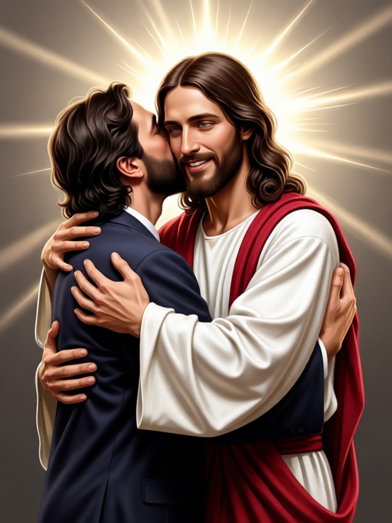 AI Jesus hug video example faith content