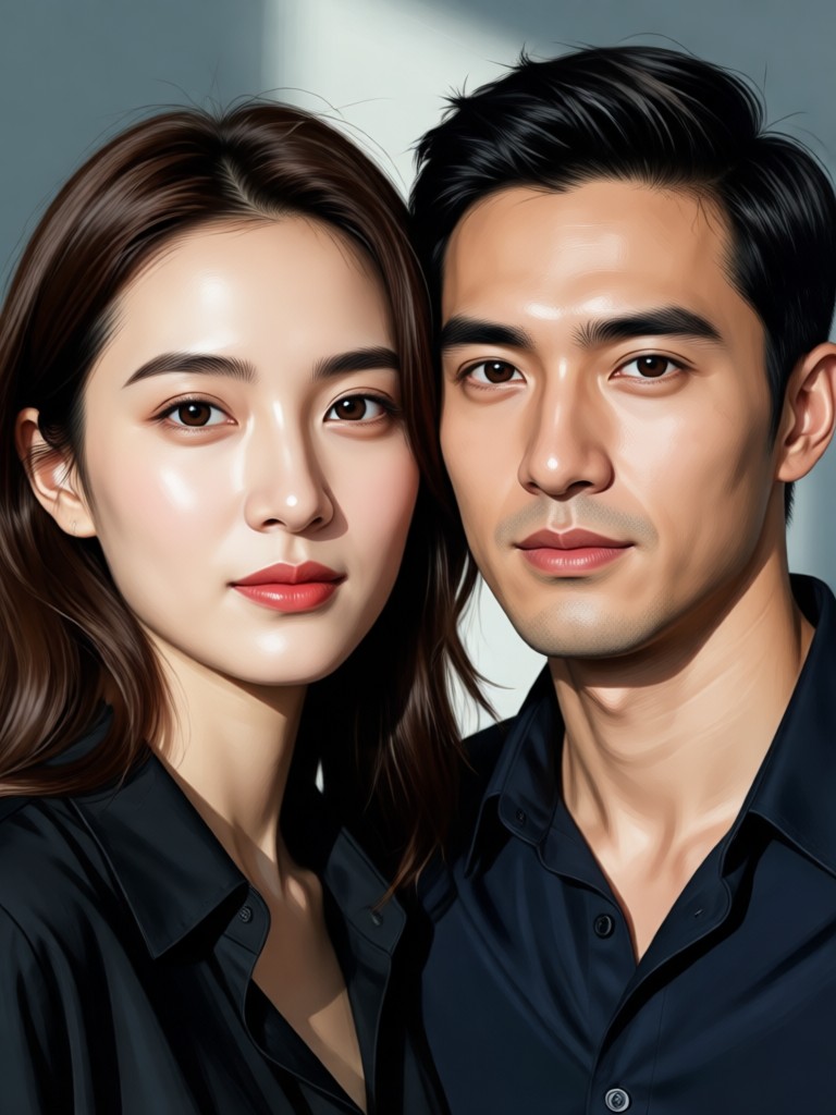 Cozy autumn themed AI couple portrait