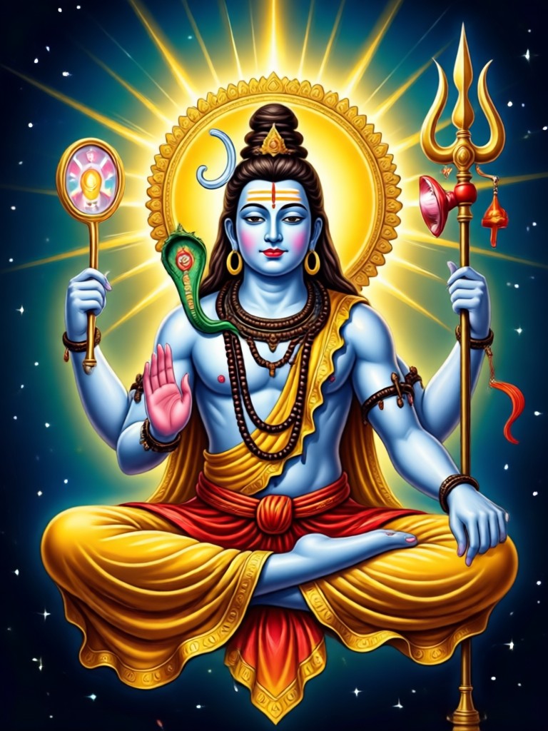 Ancient temple mural AI Shiva