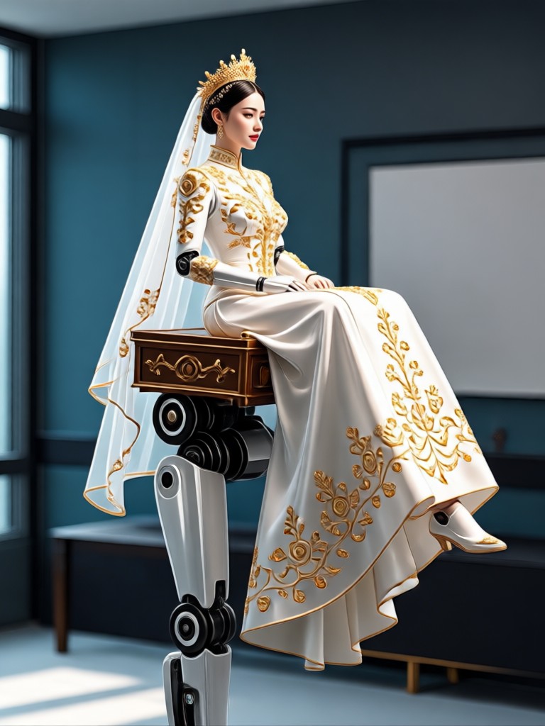 Snowy winter wonderland AI bridal carry creation