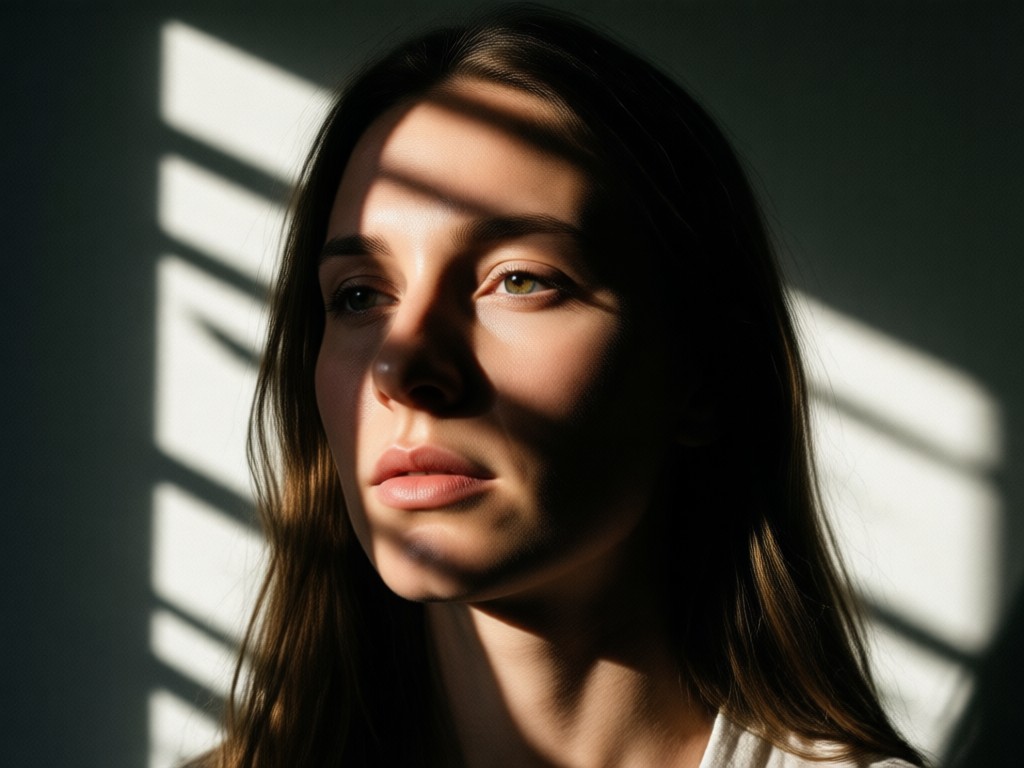 Moody cinematic shadow effect on AI portrait