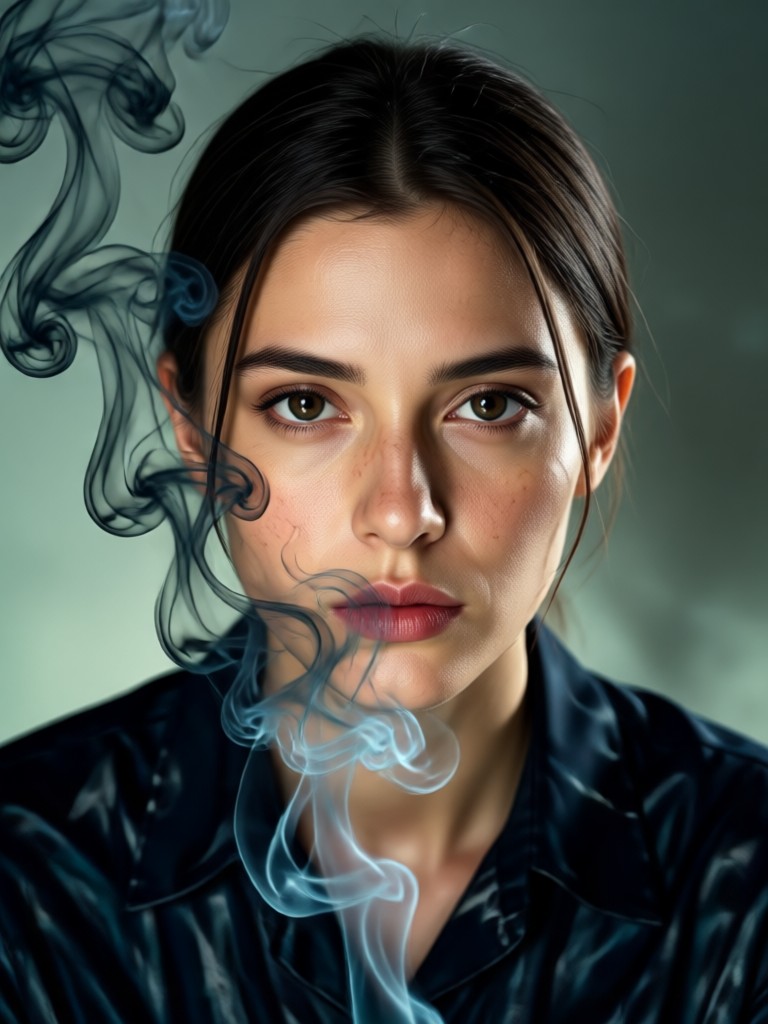 film noir inspired smoky portrait ai creation