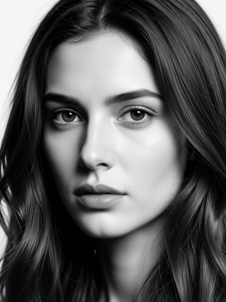 Dramatic high contrast AI black and white portrait