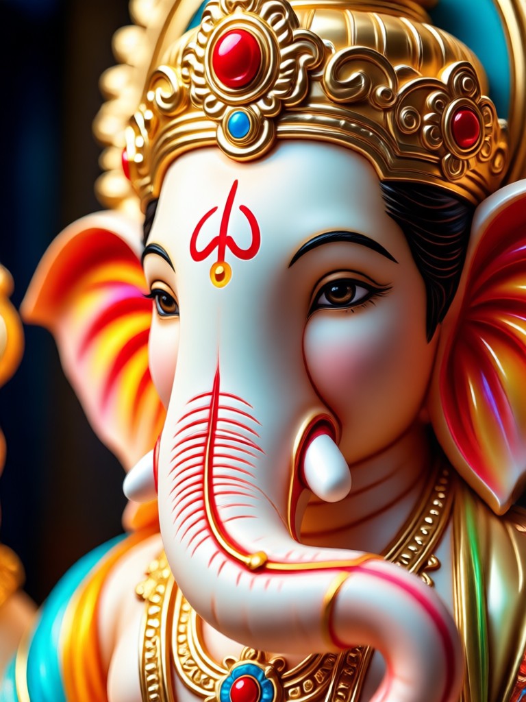 Mobile app interface showing Ganpati AI photo generation