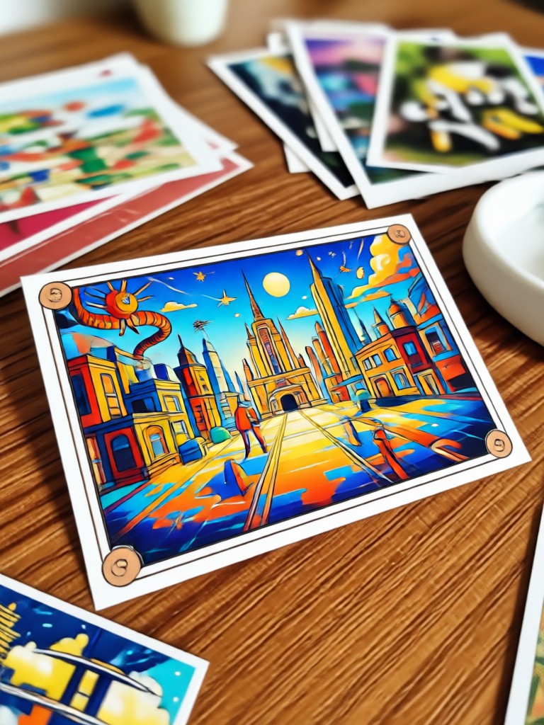 AI abstract geometric modern postcard art