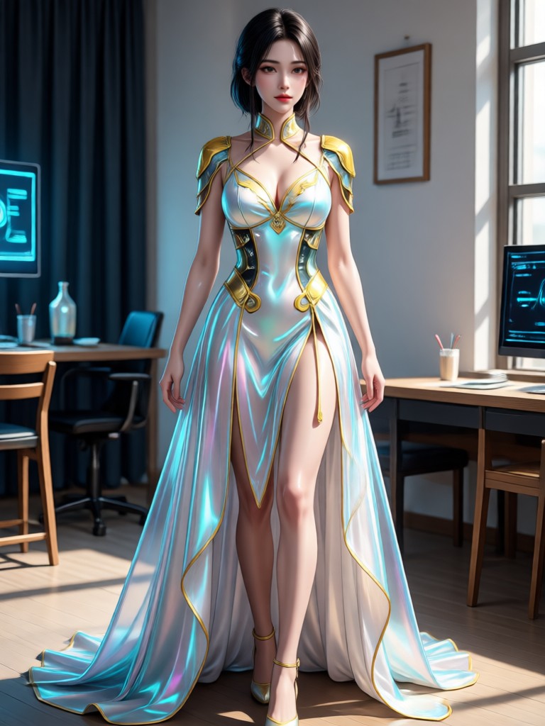 AI changed work attire to vacation outfit