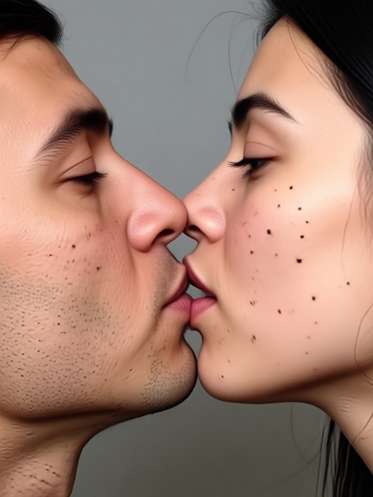 親子のAI額キスの瞬間