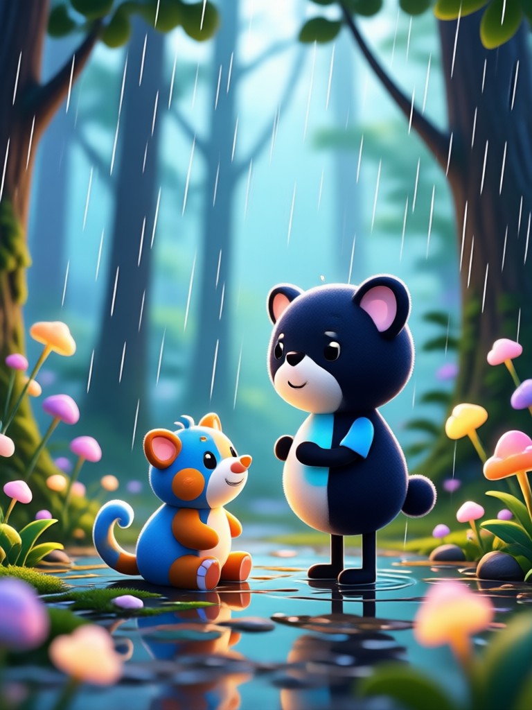 Couple embrace video with cinematic rain