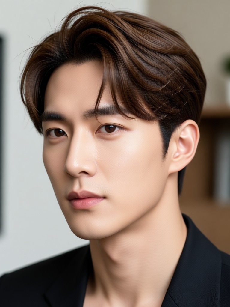 Peinado masculino coreano con permanente liso y IA