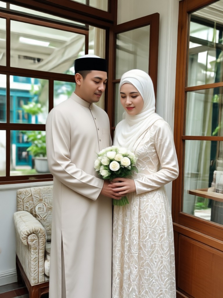 Traditional henna night couple portrait AI