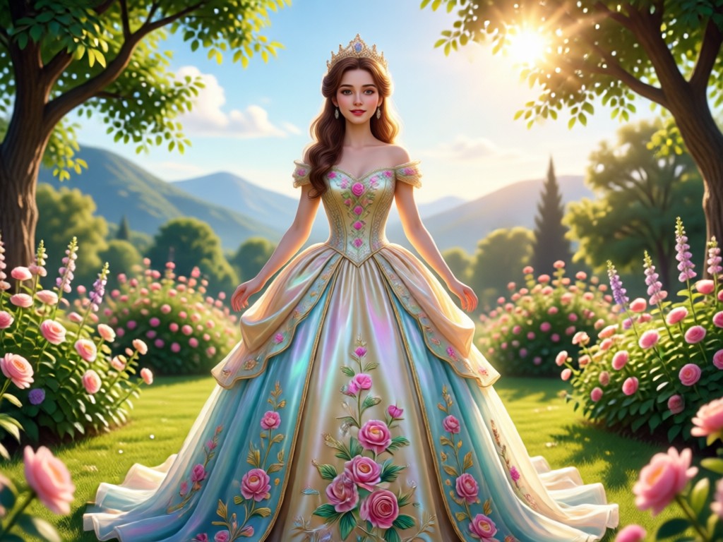 Realistic AI Princess Gown Fabric Detail