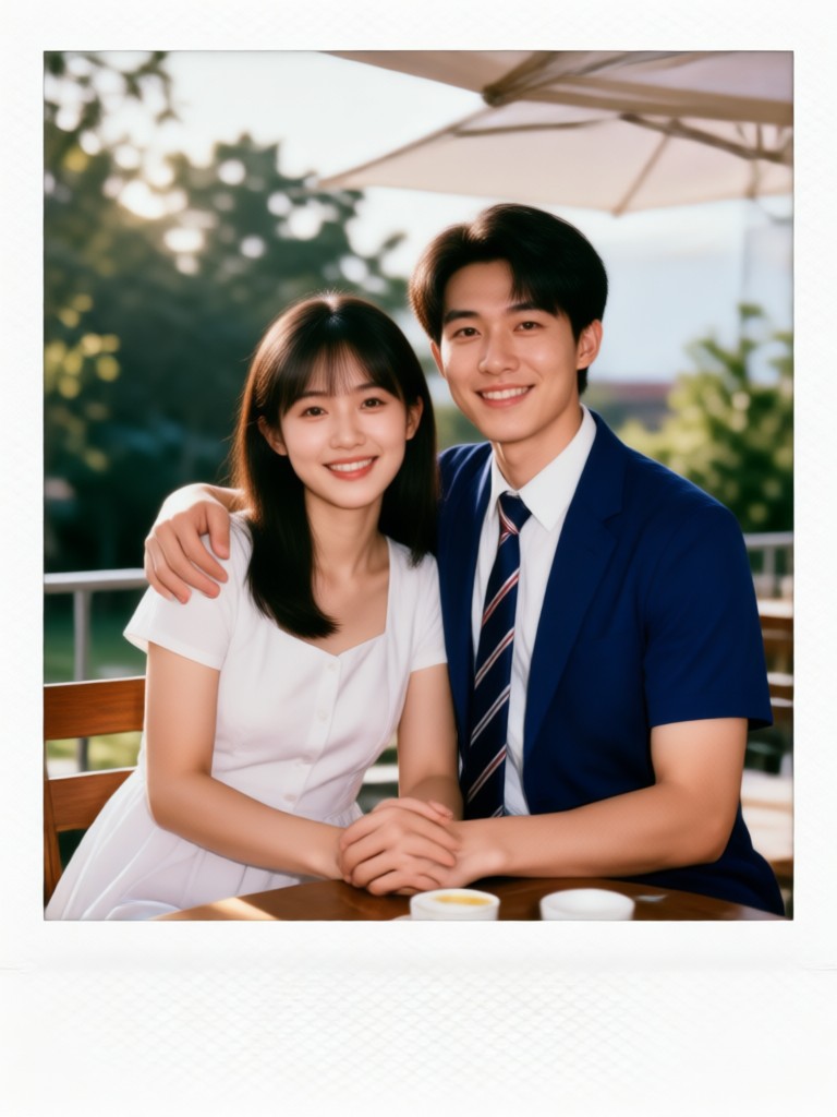Anime style scrapbook polaroid couple