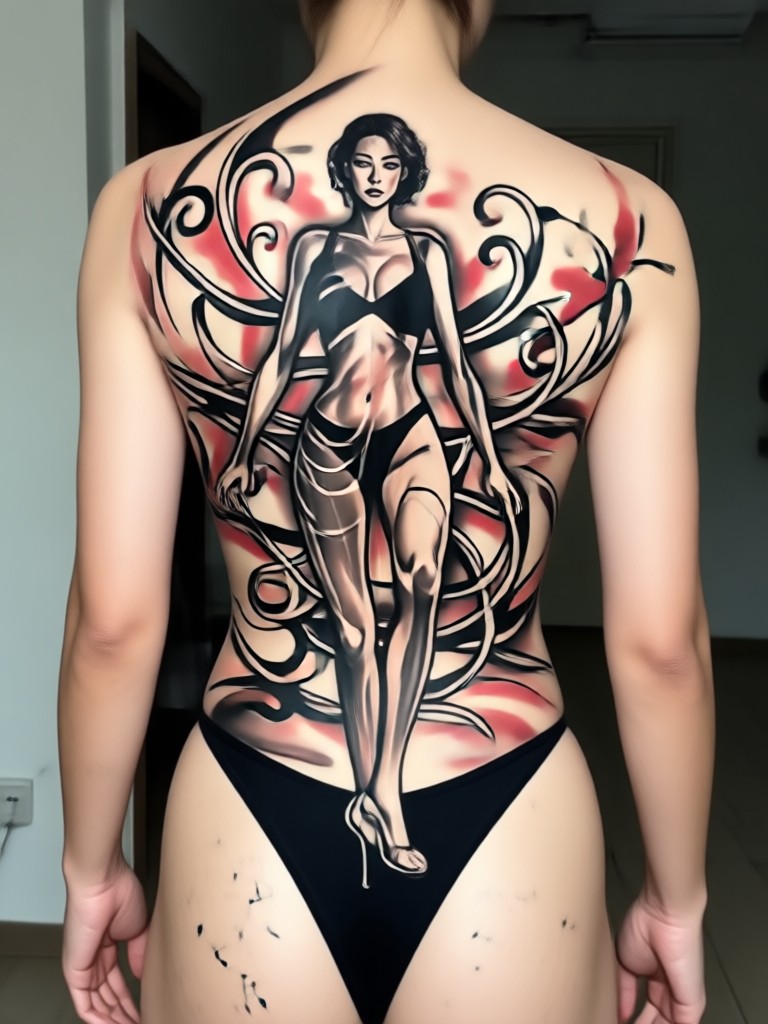 Elegante stehende Pose als Body Art