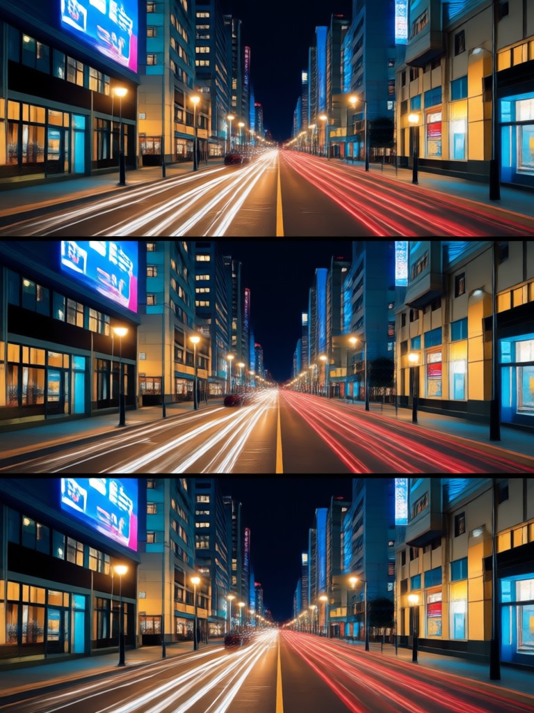 Contoh video ciuman kota neon hasil AI