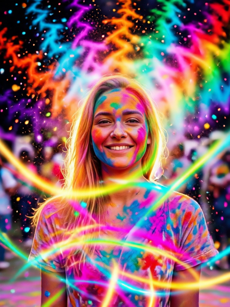 Close up Holi effect with flying colors
