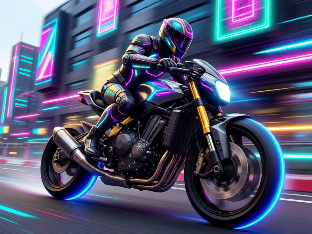 AI text to motorcycle scene generation example