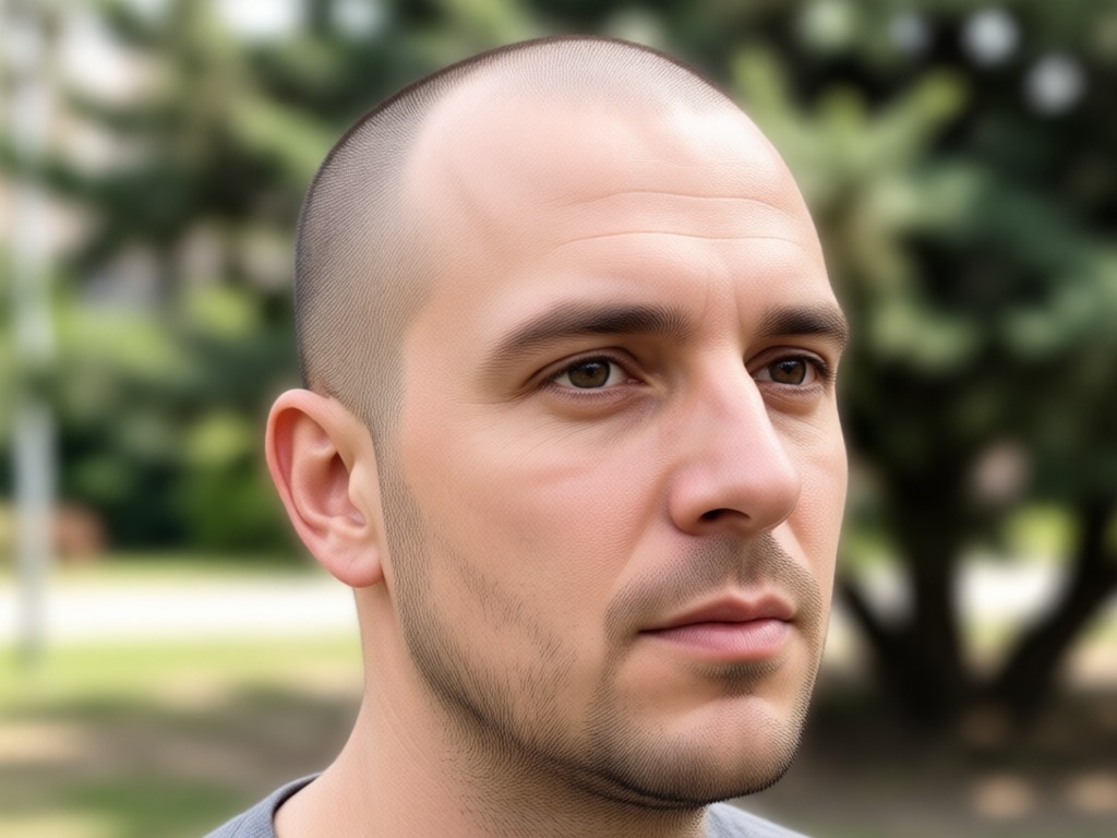 Photorealistic bald filter result on a male subject