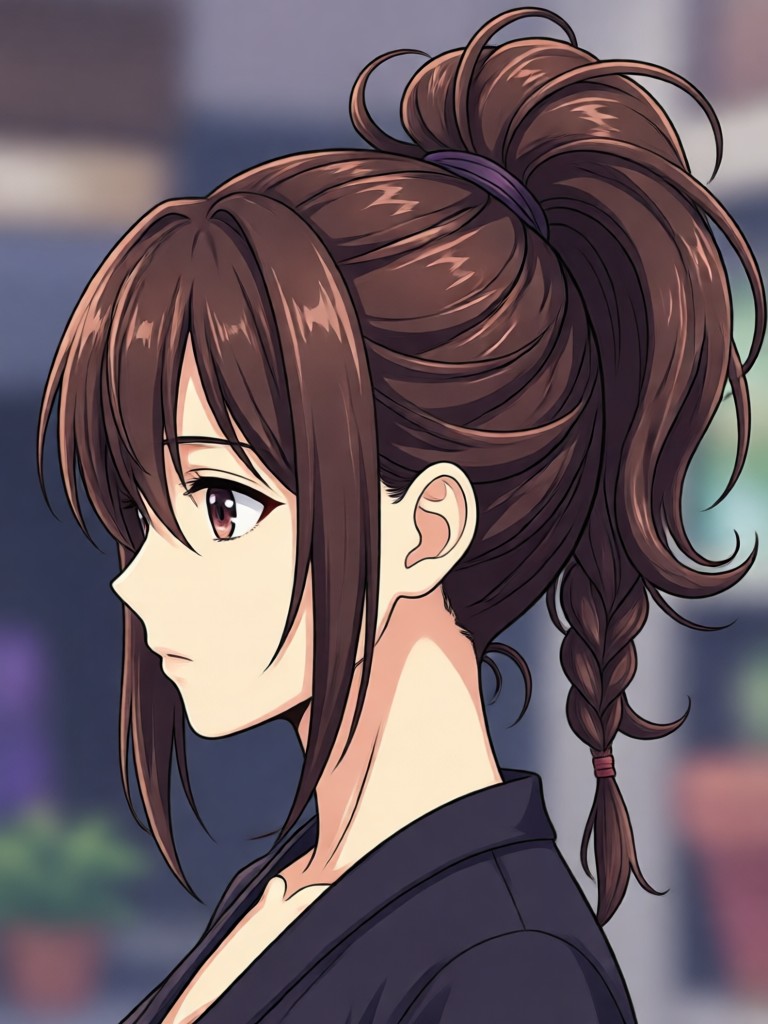 Edgy black and red streaked anime haircut