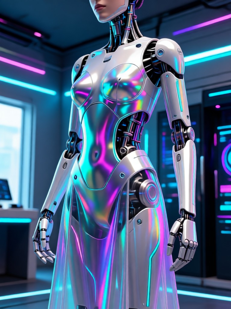 KI-metallisches und Paillettenkleid – Anprobieren