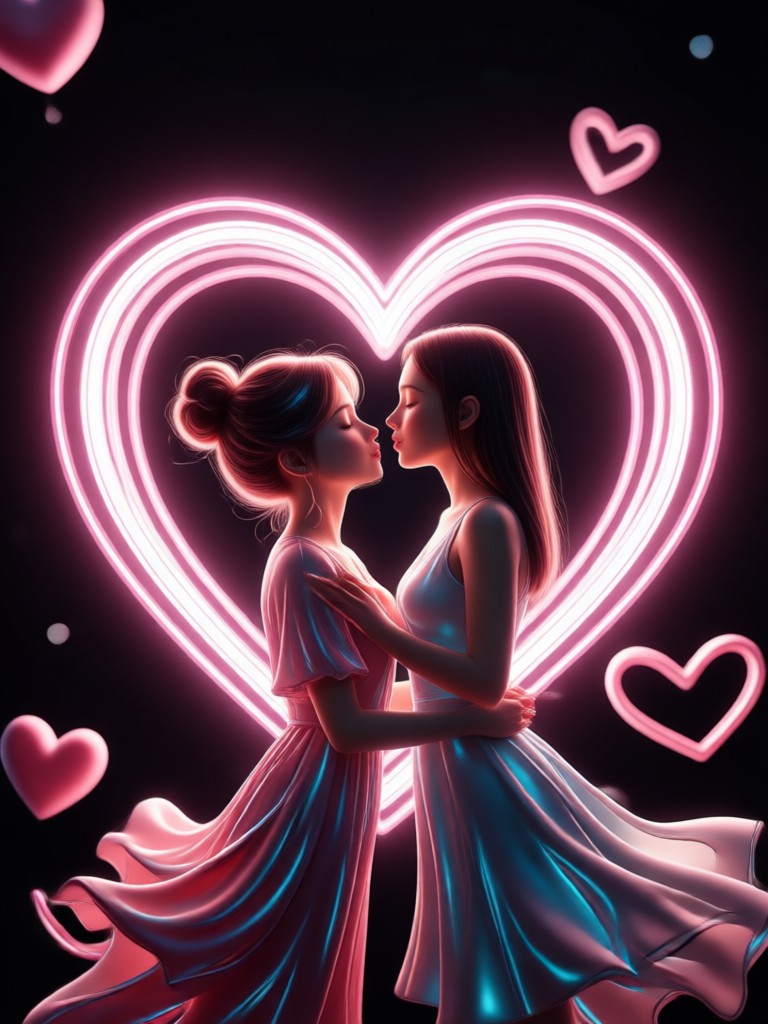 Dreamy, soft-focus Valentine kiss animation