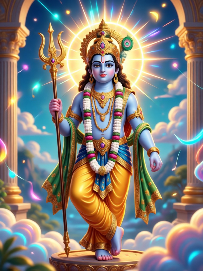 Modern digital painting of Radha Krishna